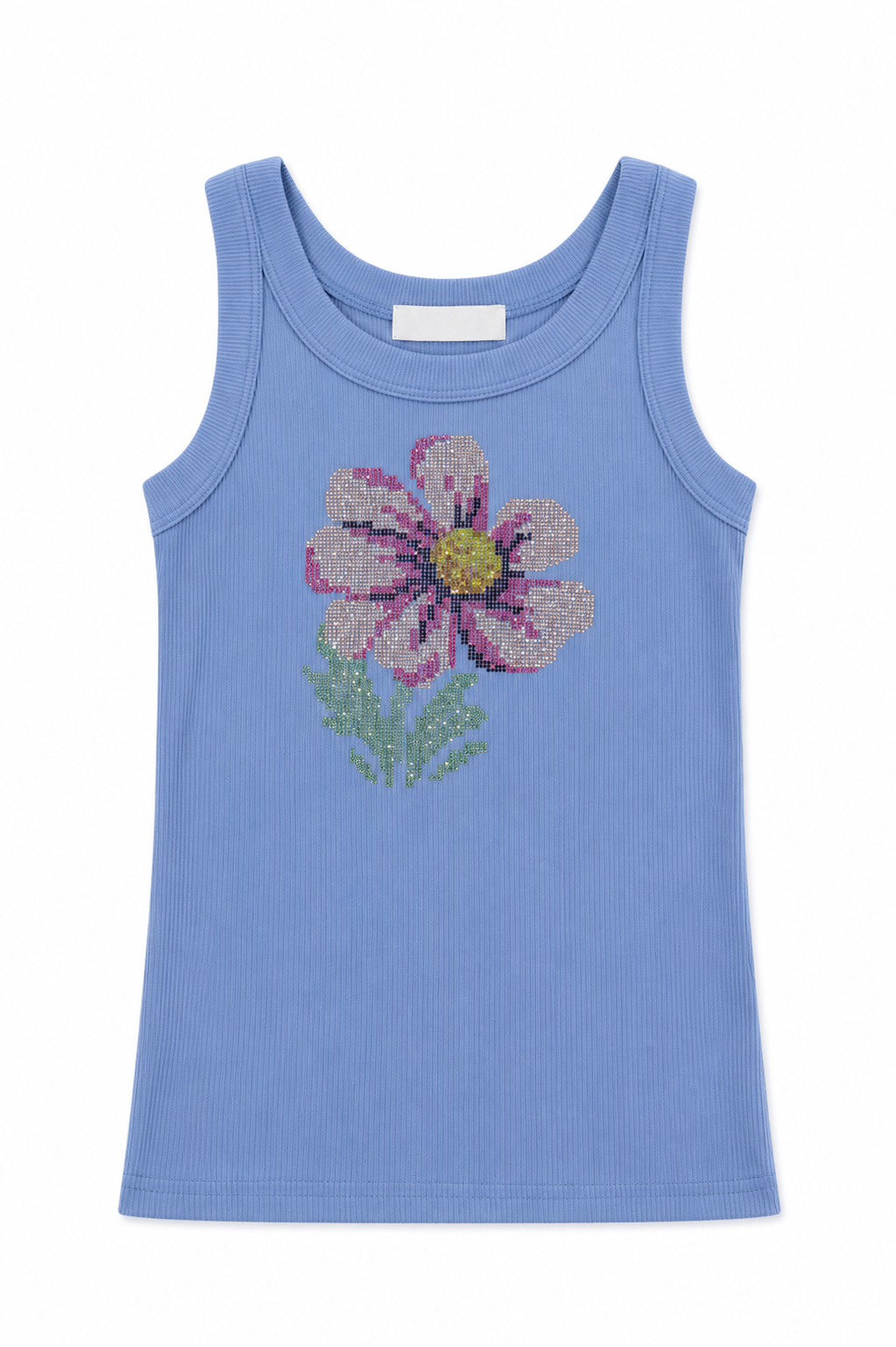 Blue Daisy Rhinestone Tank Top