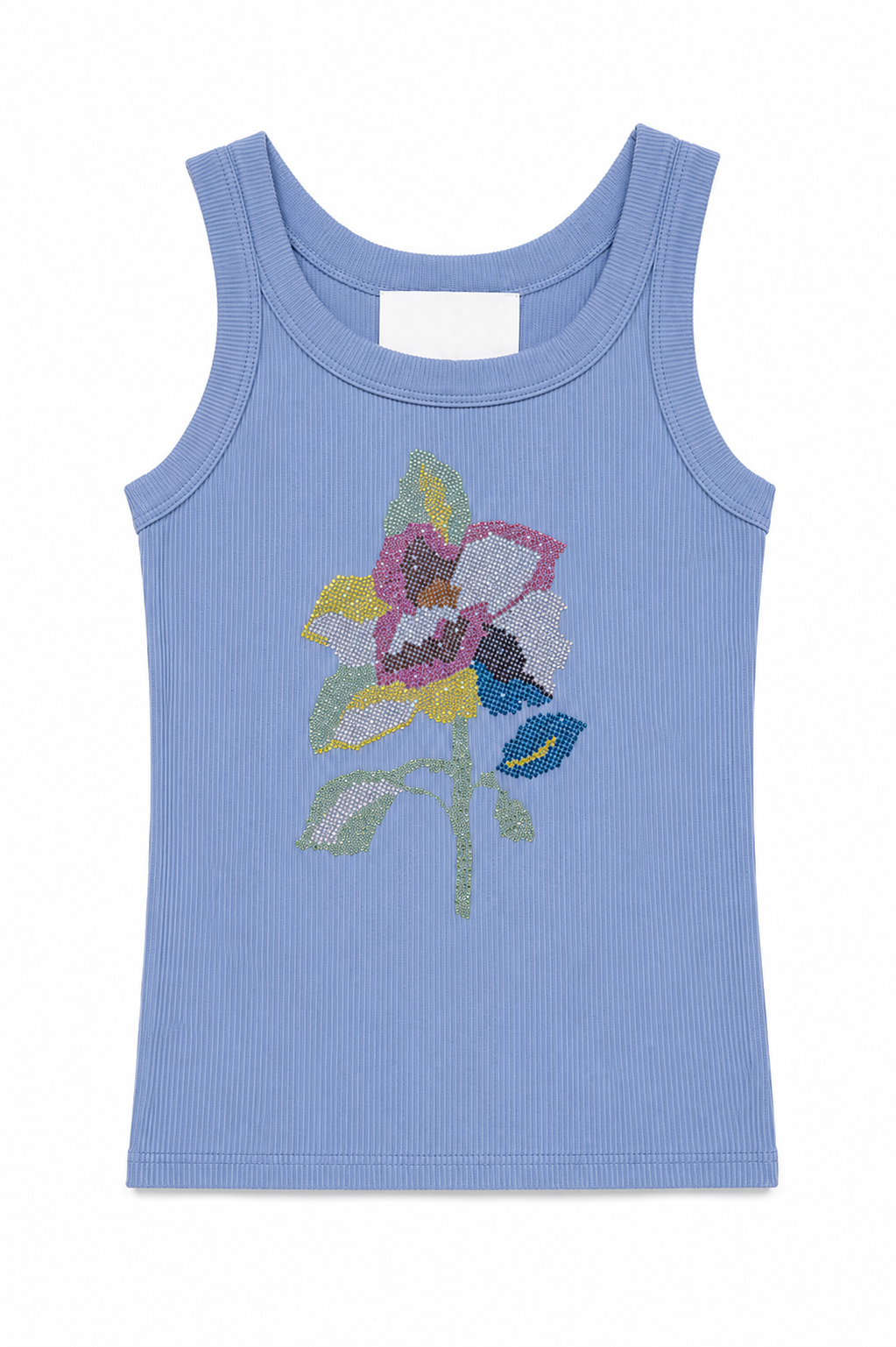 Blue Rose Rhinestone Tank Top