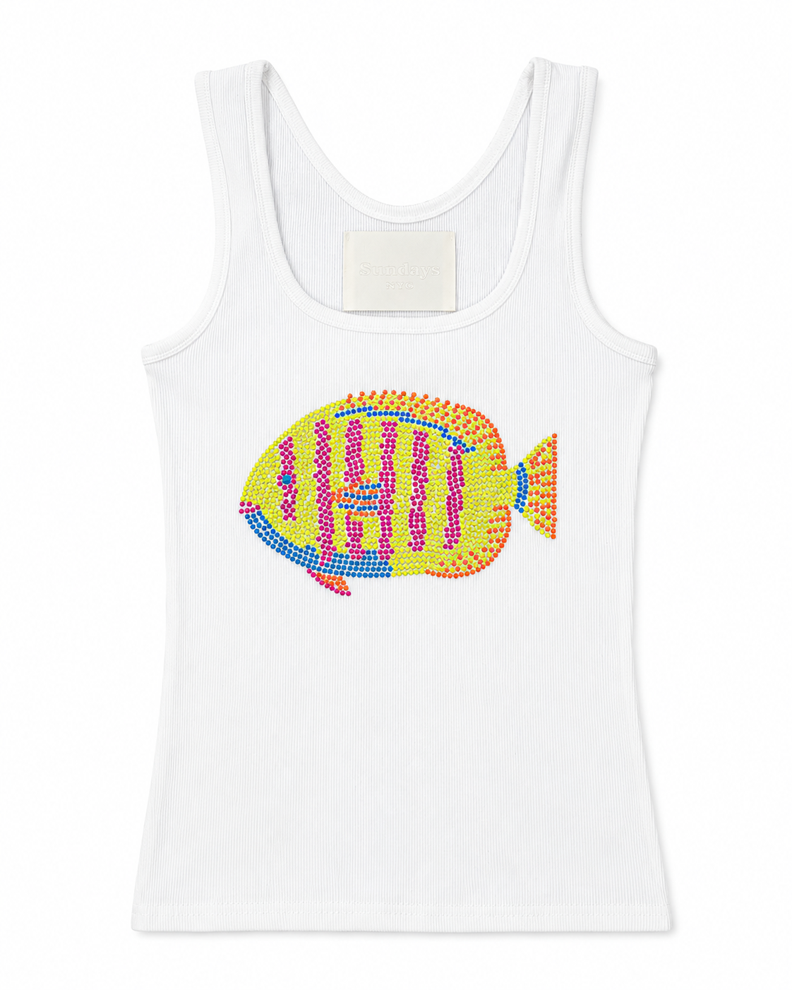 Yellow Fish Rhinestone Tank Top