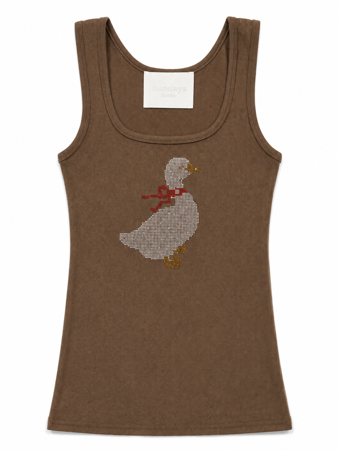 Blue Goose Rhinestone Tank Top - Brown