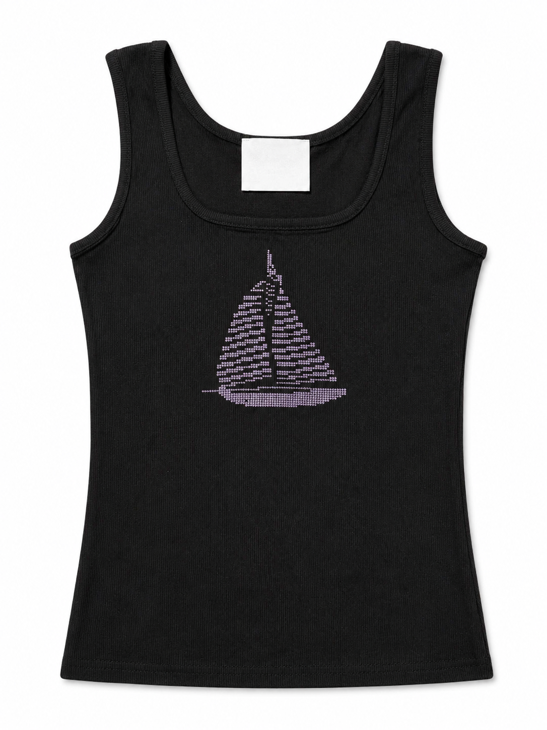 Boat Rhinestone Tank Top - Black
