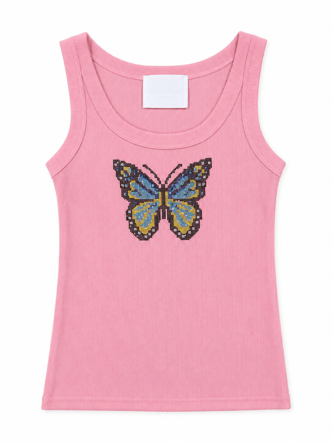 Butterfly Rhinestone Tank Top - Pink