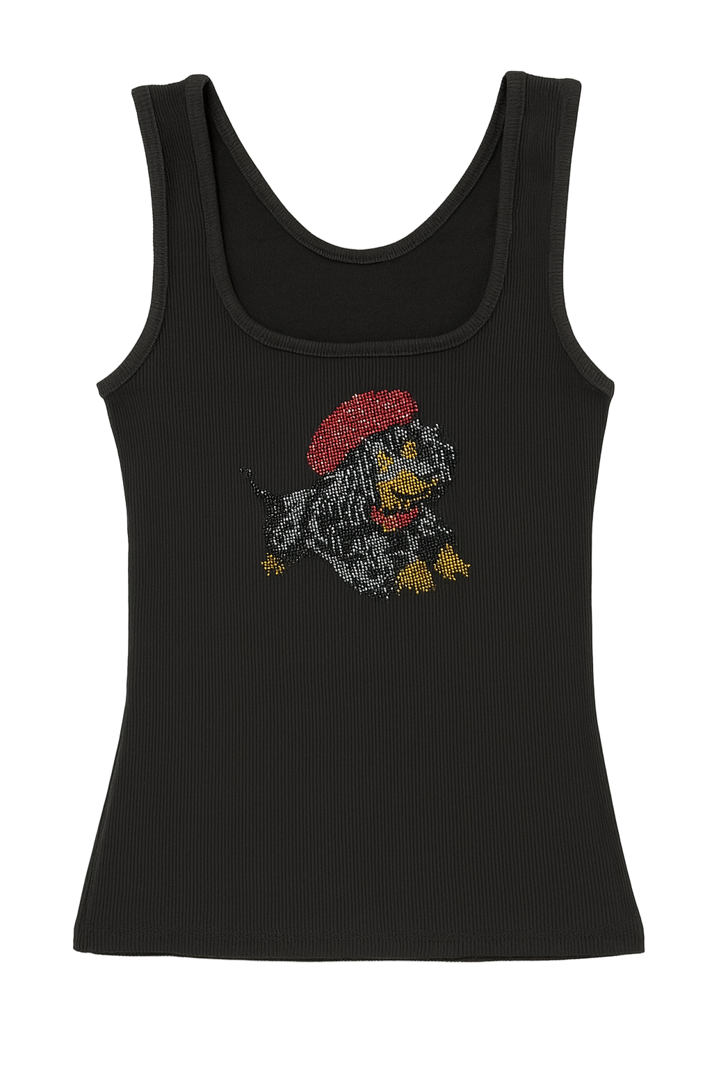 Dachshund Rhinestone Black Tank
