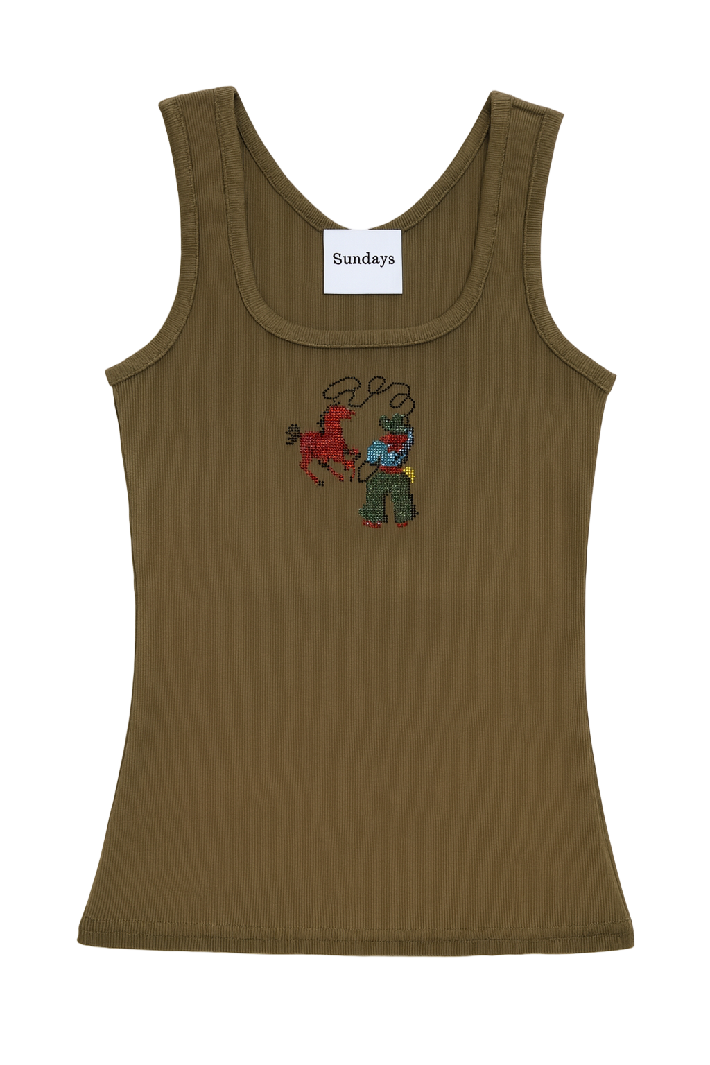 Cowboy Rhinestone Brown Tank