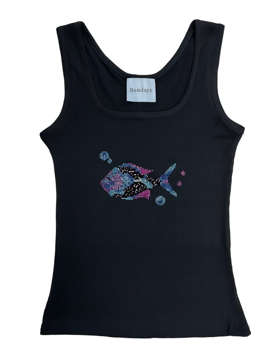 Disco Fish Rhinestone Tank
