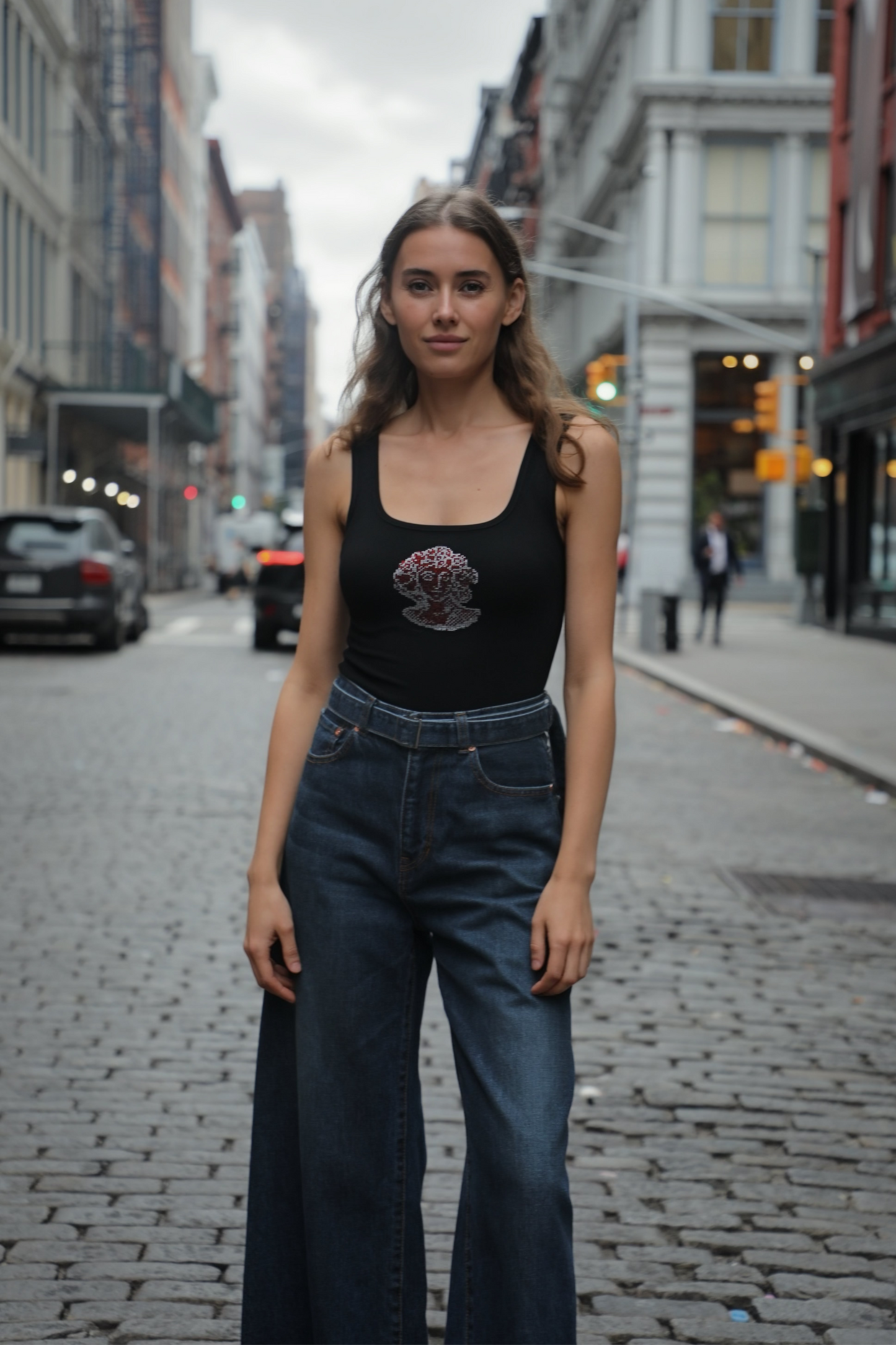 Lady Rhinestone Black Tank