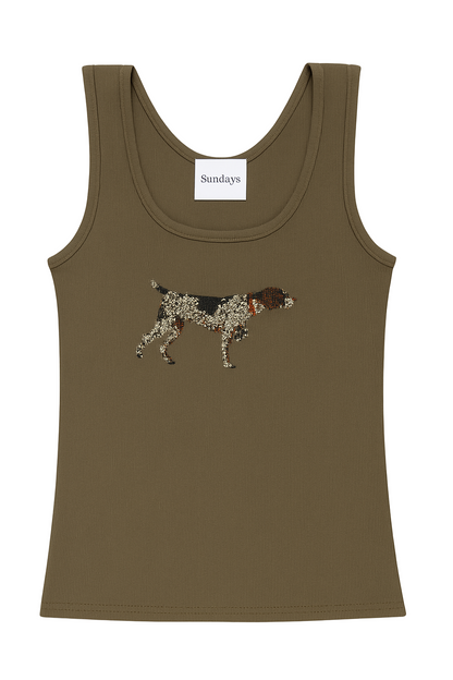 Dog Rhinestone Brown Tank