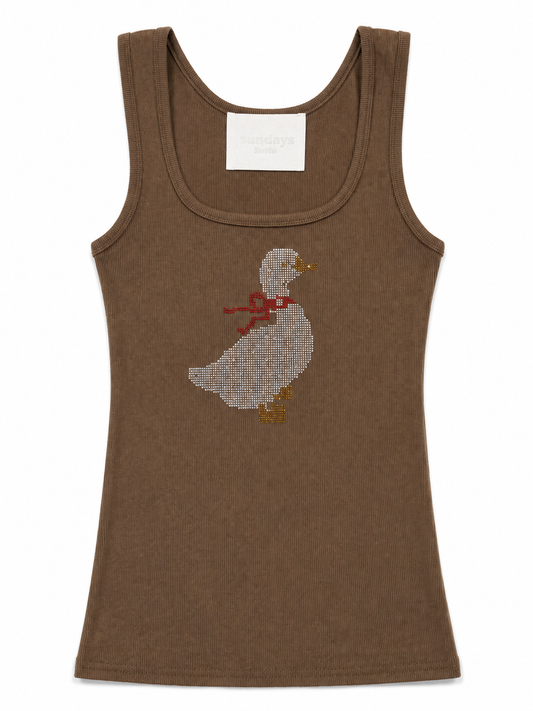 Blue Goose Rhinestone Tank Top - Brown