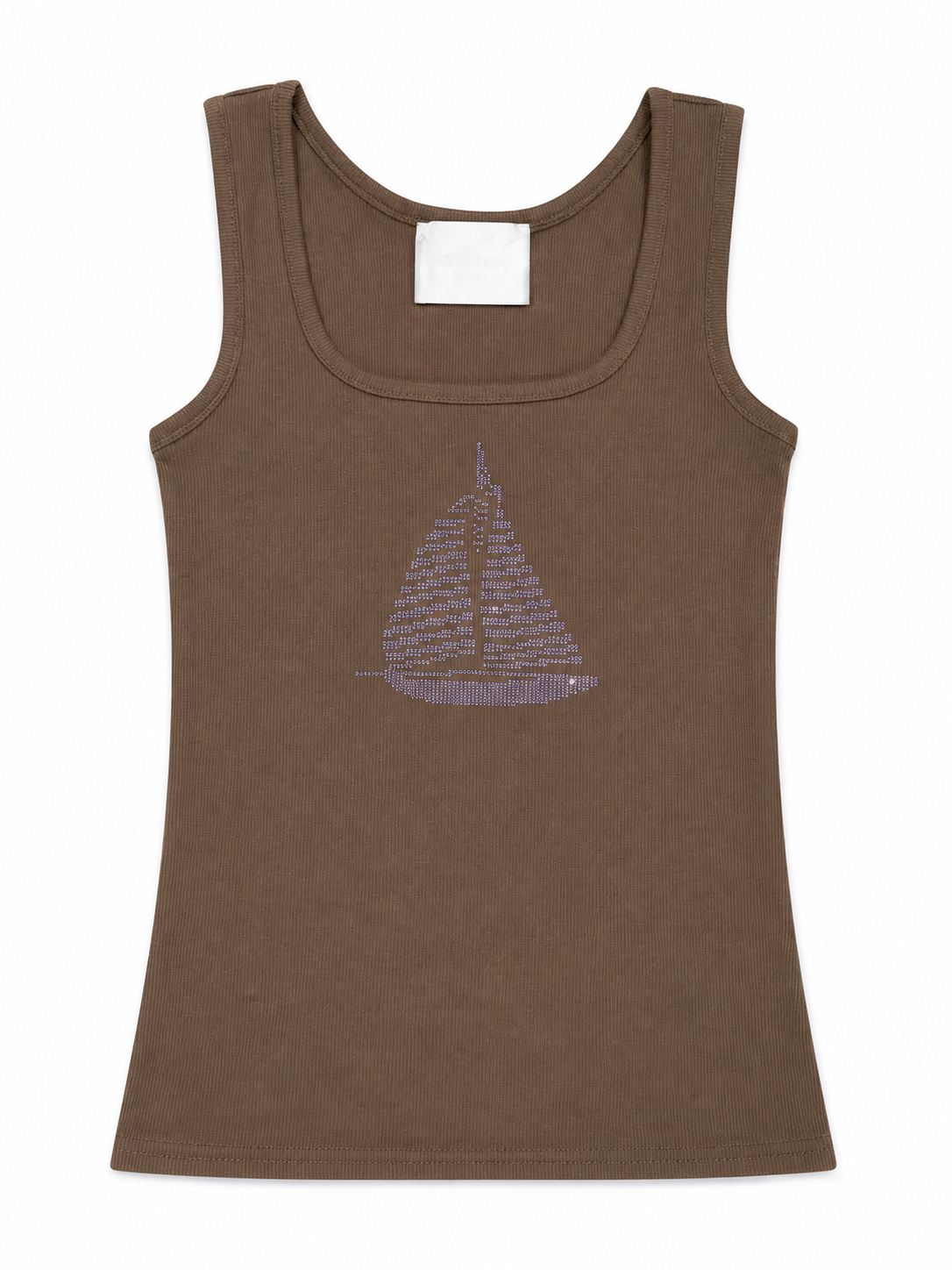 Boat  Rhinestone Tank Top - Brown