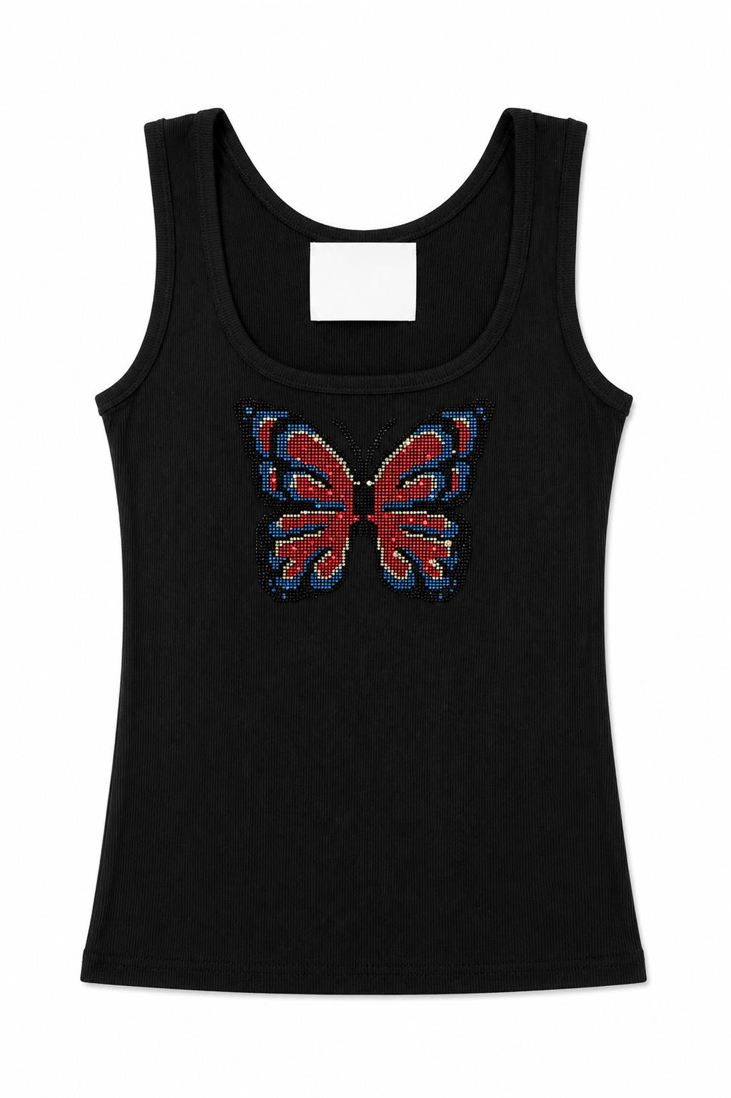 Black Butterfly Rhinestone Tank Top