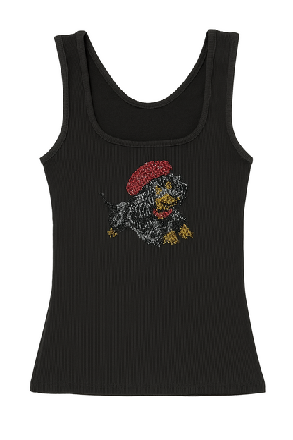 Dachshund Rhinestone Black Tank