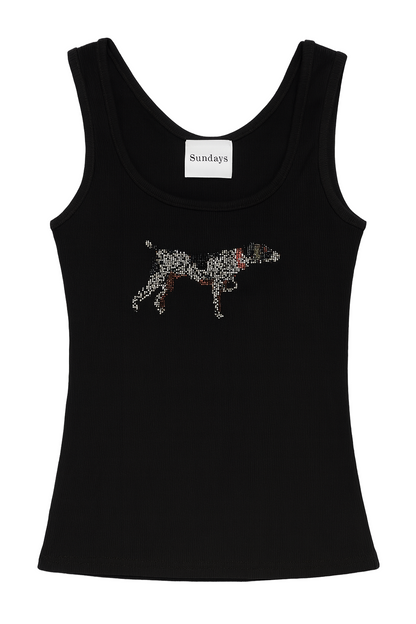 Dog Rhinestone Black Tank