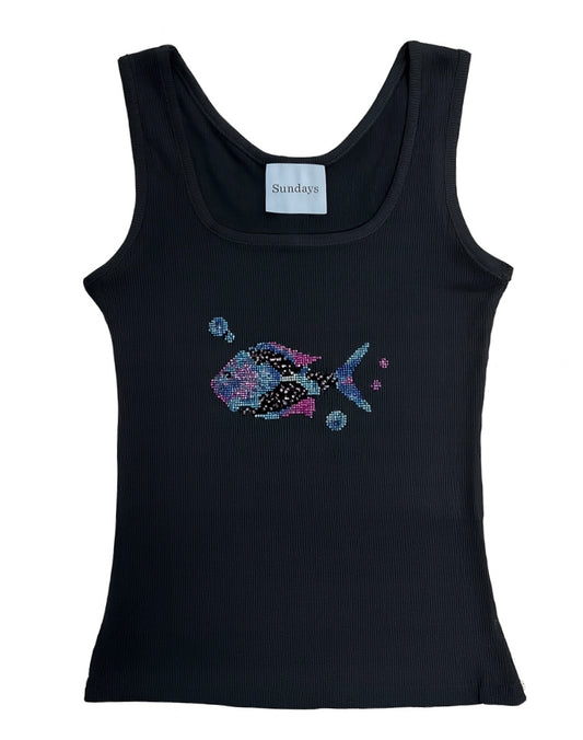 Disco Fish Rhinestone Tank