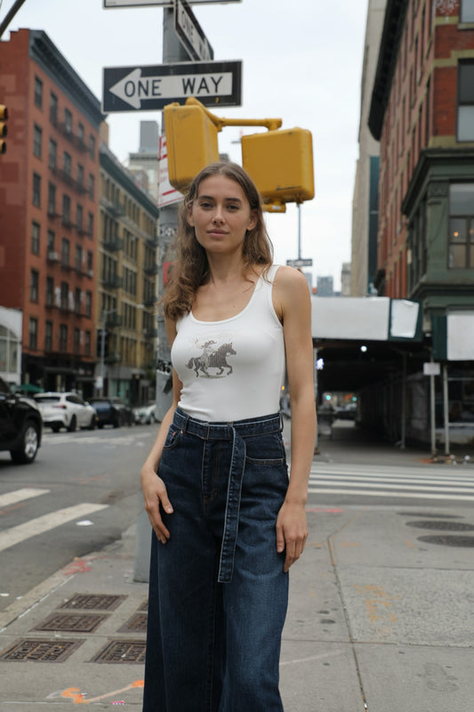 Sundays Rhinestone White Tank