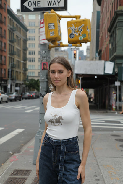 Sundays Rhinestone White Tank
