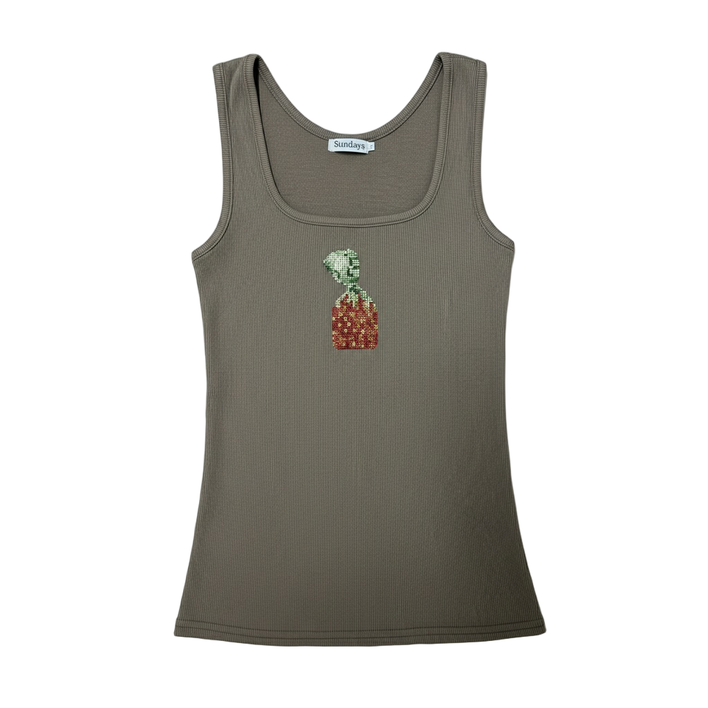 Strawberry Rhinestone Brown Tank