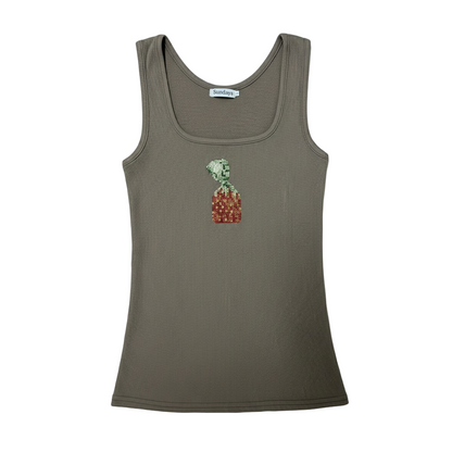 Strawberry Rhinestone Brown Tank