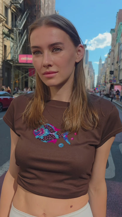 Pixel Fish Rhinestone Tank