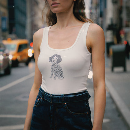 Dalmatian Rhinestone White Tank